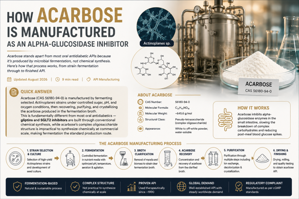 How Acarbose Is Manufactured: Alpha-Glucosidase Inhibitor