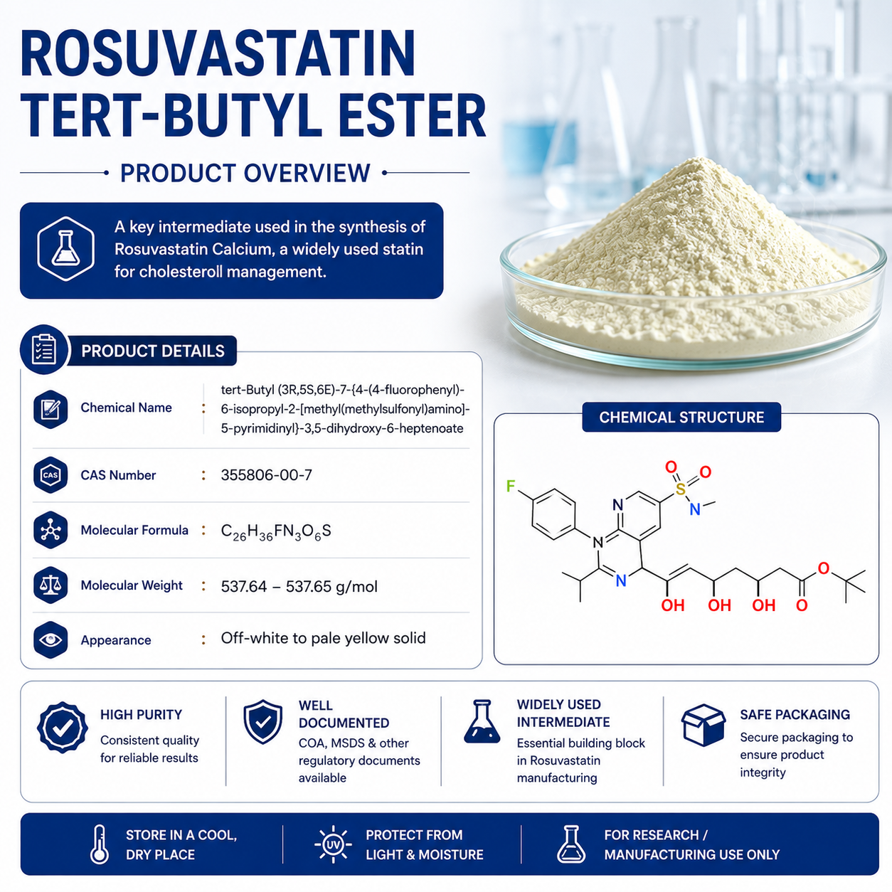 Rosuvastatin tert-Butyl Ester,Rosuvastatin tert-Butyl Ester exporter, Rosuvastatin tert-Butyl Ester supplier