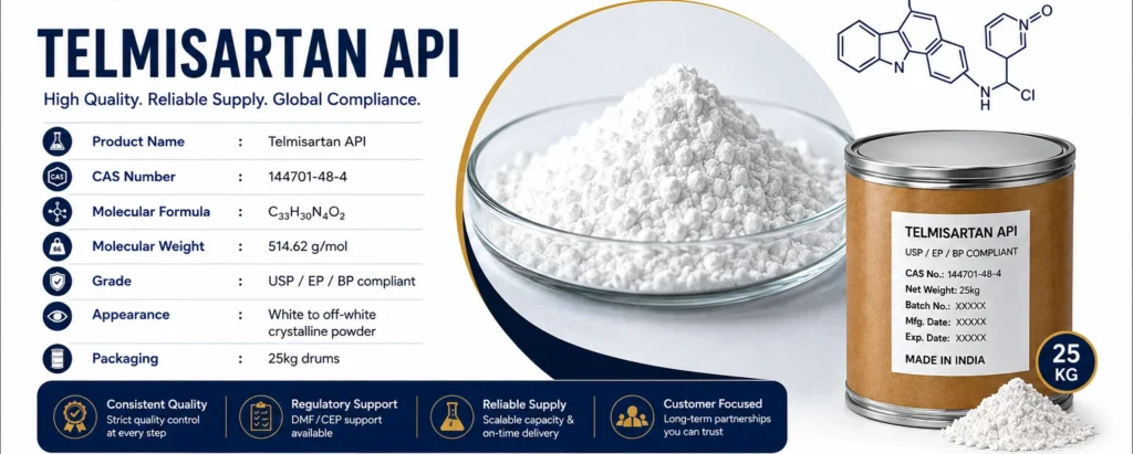 Buy Telmisartan API Bulk WHO-GMP Exporter 